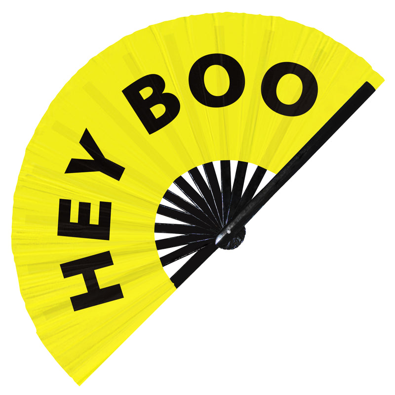 Hey Boo Hand Fan Foldable Bamboo Halloween Circuit Rave Hand Fans Outfit Party Gear Gifts Music Festival Rave Concerts Accessories for Men and Women