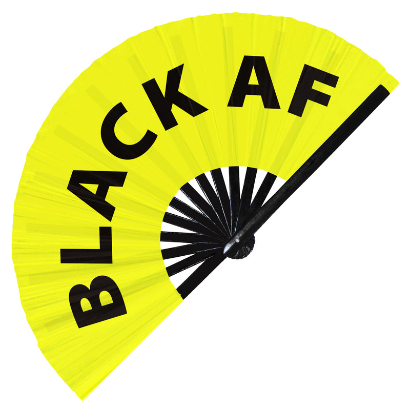 Black AF Hand Fan UV Glow Black as Fuck Rave Party Festival Concert Event Nationality Fan