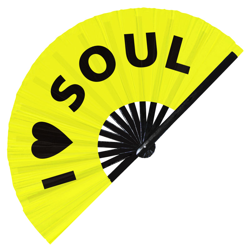 I Love Soul Hand Fan Foldable Bamboo Circuit Rave Hand Fans Heart Music Genre Rave Parties Gifts Festival Accessories
