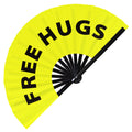 Free Hugs Hand Fan Foldable Bamboo Circuit Rave Hand Fans Outfit Party Gear Gifts Music Festival Rave Accessories for Men and Women
