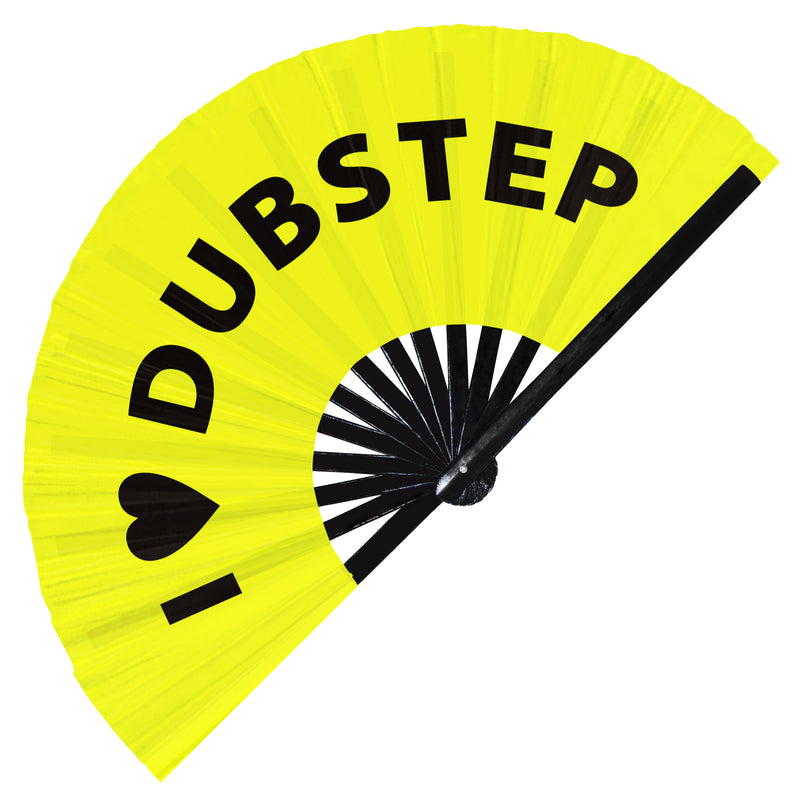I Love Dubstep Hand Fan Foldable Bamboo Circuit Rave Hand Fans Heart Music Genre Rave Parties Gifts Festival Accessories