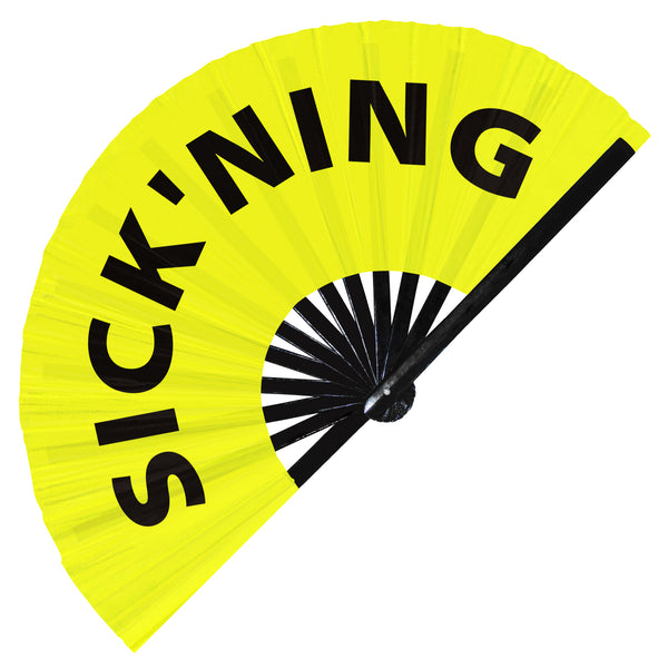 Sick'ning sickening Slang Words hand fan foldable bamboo circuit rave hand fans Gen Z Modern Pride LGBTQA Slangs outfit party supply gear gifts music festival event rave accessories essential for men and women wear