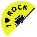 I Love Rock Bamboo Hand Fan