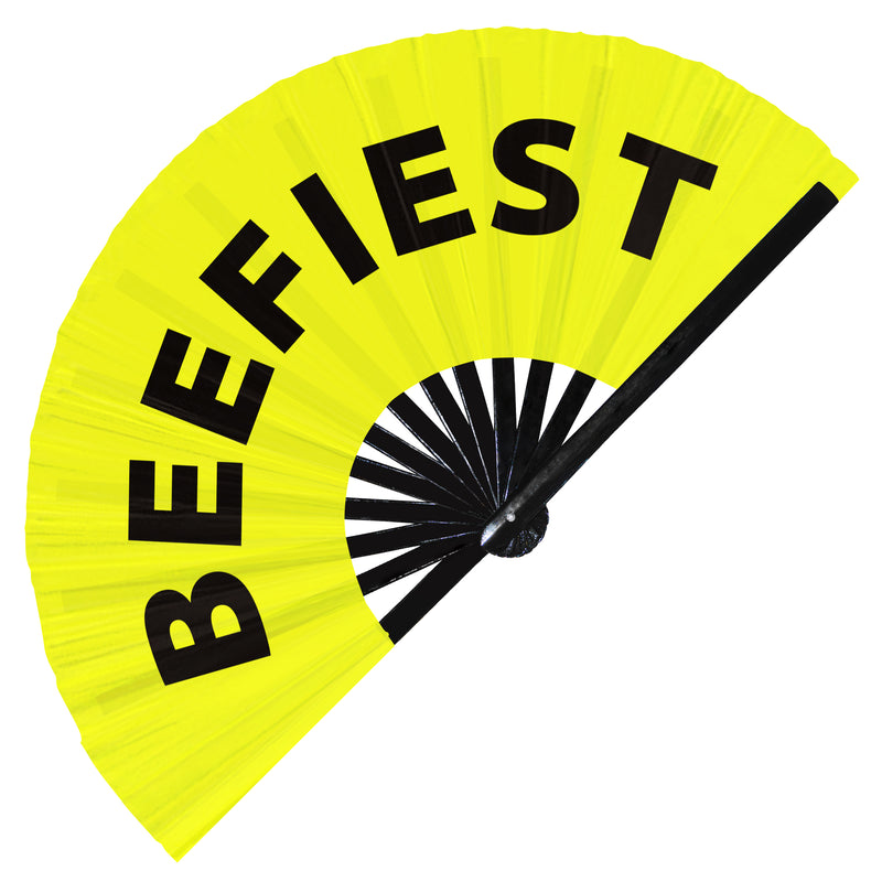 Beefiest Hand Fan Foldable Bamboo Circuit Rave Beefy Hand Fan Words Expressions Statement Gag Gifts Festival Party Accessories