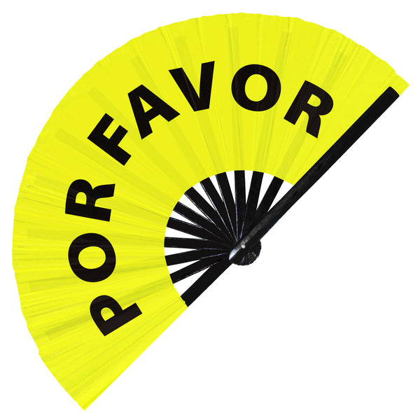 Por Favor Please Spanish Words hand fan foldable bamboo circuit rave hand fans Popular Spanish Mexican Slangs outfit party supply gear gifts music festival event rave accessories essential for men and women wear