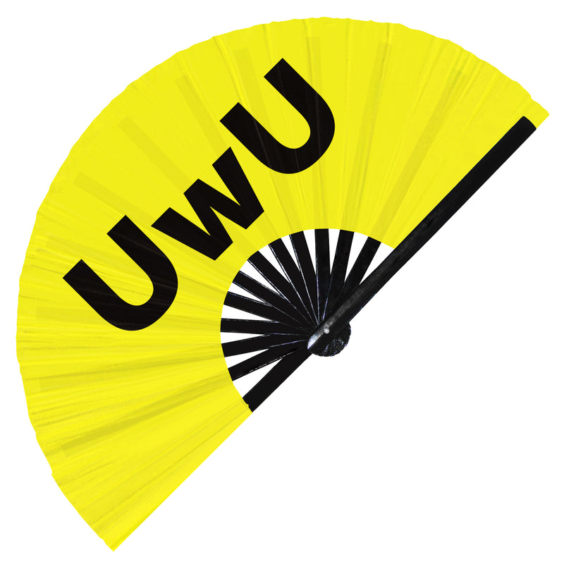 UwU Hand Fan Foldable Bamboo Circuit Cute Emoticon Word Rave Hand Fans Outfit Party Gear Gifts Music Festival Rave Accessories for Men and Women