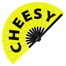 Cheesy Slang Words hand fan foldable bamboo circuit rave hand fans Gen Z Modern Slangs outfit party supply gear gifts music festival event rave accessories essential for men and women wear