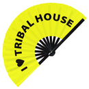 I Love Tribal House Bamboo Hand Fan