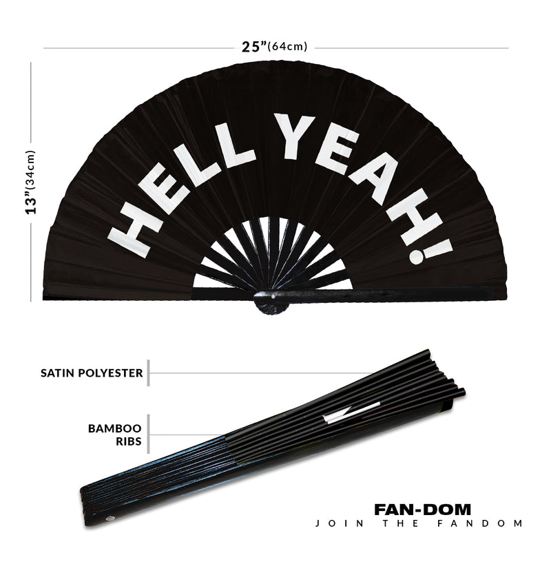 Hell Yeah! Hand Fan Party Accessories Folding Fan Hell Yes Bamboo Rave Event Festivals Handheld Fan for Women and Men