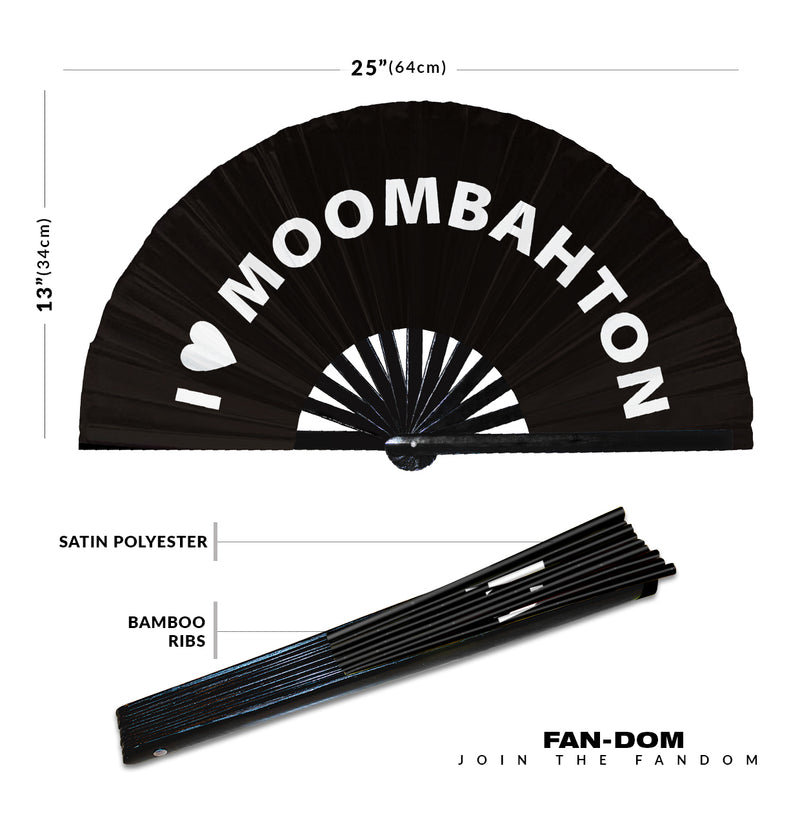 I Love Moombahton Hand Fan Foldable Bamboo Circuit Rave Hand Fans Heart Music Genre Rave Parties Gifts Festival Accessories