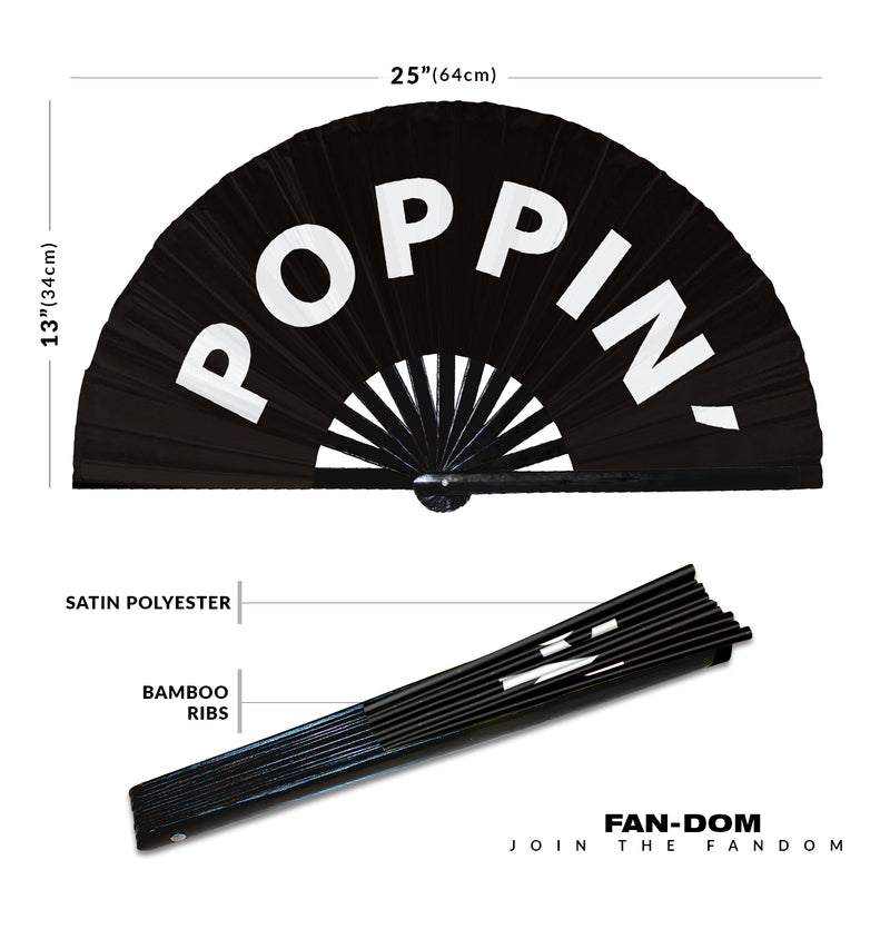 Poppin' hand fan foldable bamboo circuit rave hand fans Slang Words Fan outfit party gear gifts music festival rave accessories