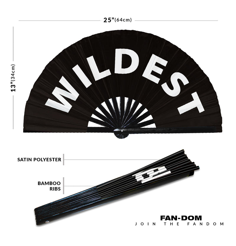 Wildest Hand Fan Foldable Bamboo Circuit Rave Wild Hand Fan Words Expressions Statement Gag Gifts Festival Party Accessories