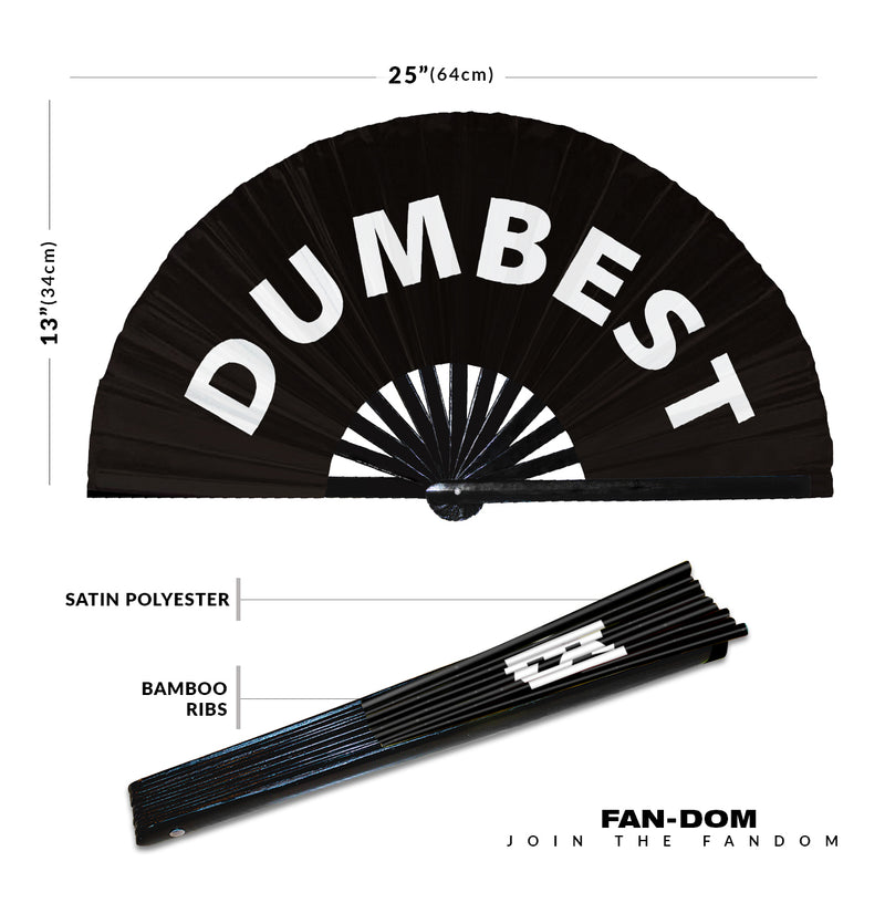 Dumbest Hand Fan Foldable Bamboo Circuit Rave Dumb Hand Fan Words Expressions Statement Gag Gifts Festival Party Accessories