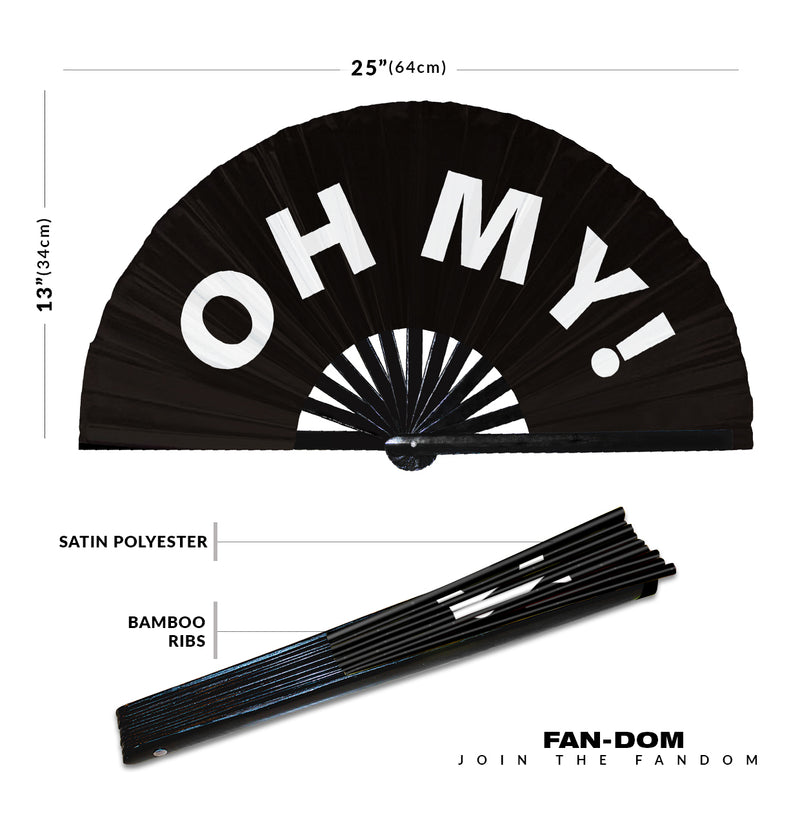 Oh My Hand Fan Foldable Bamboo Circuit Rave Hand Fan Words Expressions Statement Gifts Festival Party Accessories