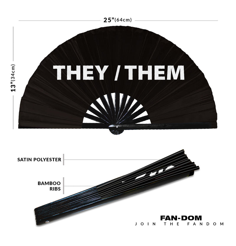 They/Them Hand Fan Pronouns Folding Fan LGBT Pride Gifts Rave Fan Hand Fan Drag Festival Party clack Fan