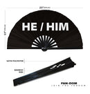 He/Him Bamboo Hand Fan