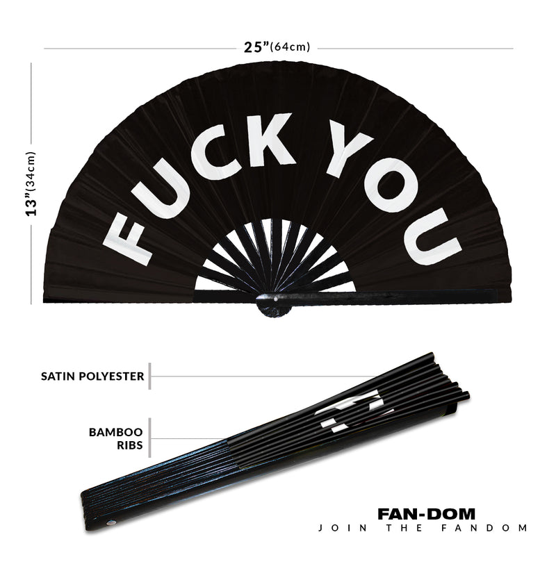 Fuck You Hand Fan Foldable Bamboo Circuit Rave FU Hand Fan Funny Gag Words Expressions Statement Gifts Festival Accessories
