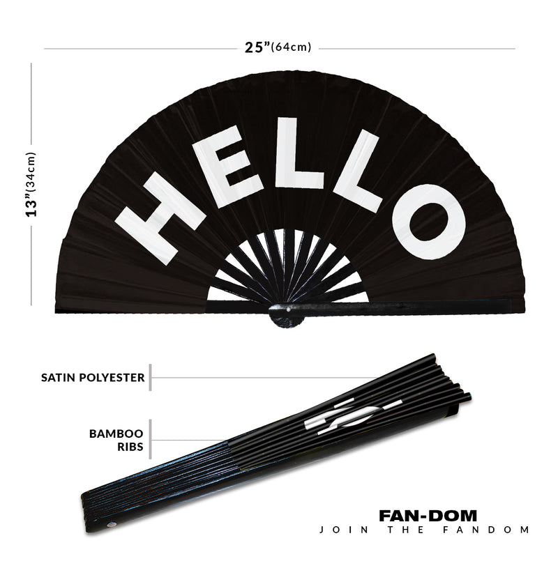 Hello Hand Fan Foldable Bamboo Circuit Events Birthday Weddings Rave Hand Fans Outfit Party Gear Gifts Music Festival Accessories for Men and Women