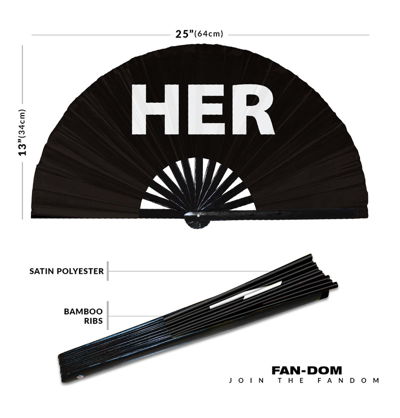 Her Hand Fan Pronouns Folding Fan LGBT Pride Gifts Rave Fan Hand Fan Drag Festival Party clack Fan