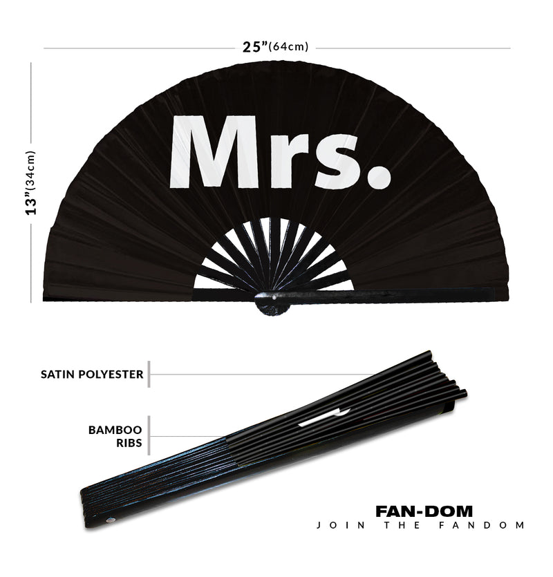 Mrs. Wedding Foldable Hand held UV Glow Fan Event Satin Bamboo Hand Fans for Wedding Bachelorette Party Ideas Bride Groom Gifts Accessory