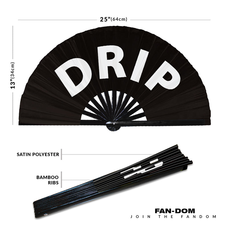 Drip Hand Fan Foldable Bamboo Circuit Rave Hand Fans Slang Words Fan Outfit Party Gear Gifts Music Festival Rave Accessories