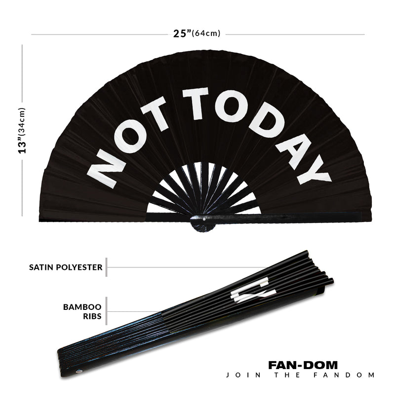 Not Today Hand Fan Foldable Bamboo Circuit Rave Hand Fan Words Expressions Statement Gifts Festival Party Accessories