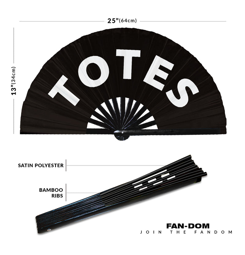 Totes Hand Fan Foldable Bamboo Circuit Rave Hand Fans Slang Words Fan Outfit Party Gear Gifts Music Festival Rave Accessories