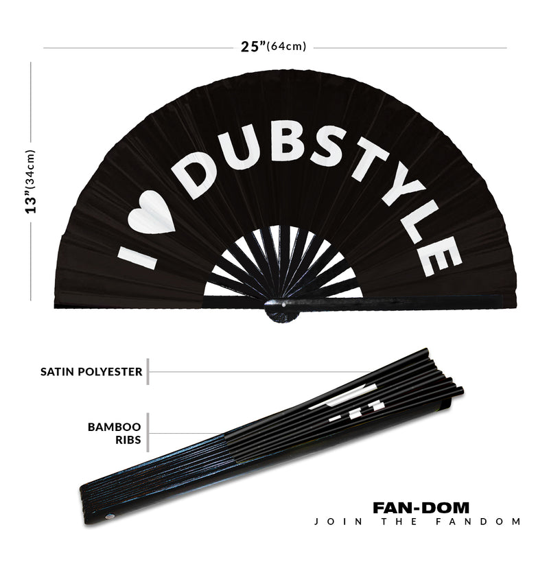 I Love Dubstyle Hand Fan Foldable Bamboo Circuit Rave Hand Fans Heart Music Genre Rave Parties Gifts Festival Accessories
