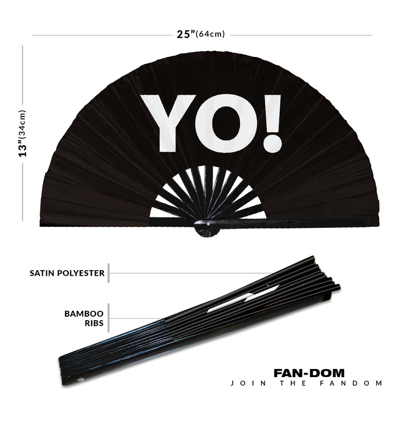 Yo Hand Fan Foldable Bamboo Hey Circuit Events Birthday Weddings Hand Fans Outfit Party Gear Gifts Music Festival Rave Accessories for Men and Women