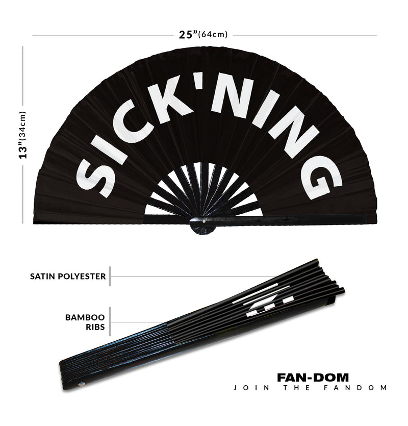 Sick'ning hand fan foldable bamboo circuit rave hand fans Pride Slang Words Fan outfit party gear gifts music festival rave accessories