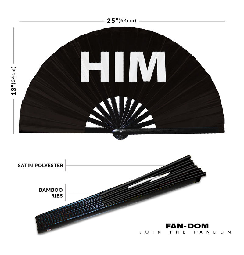 Him Hand Fan Pronouns Folding Fan LGBT Pride Gifts Rave Fan Hand Fan Drag Festival Party clack Fan