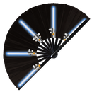 light saber hand fan halloween costume outfit cosplay star galaxy wars laser sword accessories uv glow rave circuit party fans