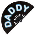Daddy Neon Glow hand fan foldable bamboo circuit rave hand fans Papi DILF Slang Fan outfit party gear gifts music festival rave accessories