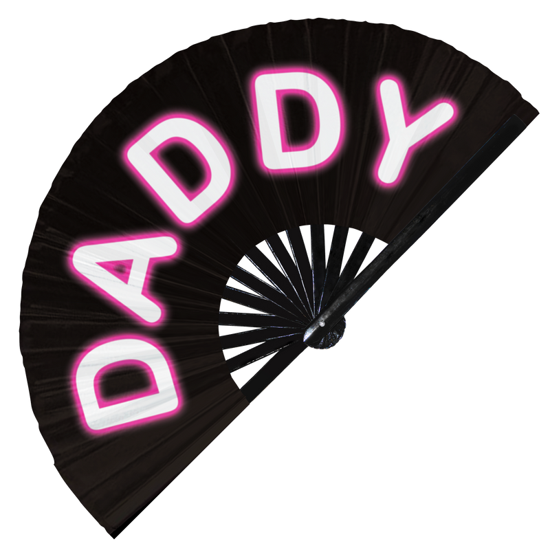 Daddy Neon Glow hand fan foldable bamboo circuit rave hand fans Papi Slang Fan outfit party gear gifts music festival rave accessories