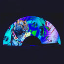 Tiger Hand fan Snap fan Festival large hand fan Clack fan UV reactive fans UV glow rave accessories EDM folding fans