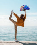 Giraffe UV Glow Bamboo Hand Fan