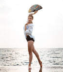 Flower Garden Bamboo Hand Fan