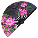 Lotus Flower Hand Fan Unique Flower Art Fluorescent Folding Fan Clack Fan Snap Festival Fan Rave Party Festival Fan