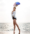 Giraffe UV Glow Bamboo Hand Fan