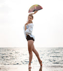 Owls Hand fan UV glow - NO SLEEP large rave fan