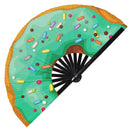Donut Handheld Foldable Fan Doughnut Hand Fan Sweets Fan Desserts Hand Fan Yummy Donut Hand Fan Doughnuts Fan Colorful Donuts Bamboo Fan