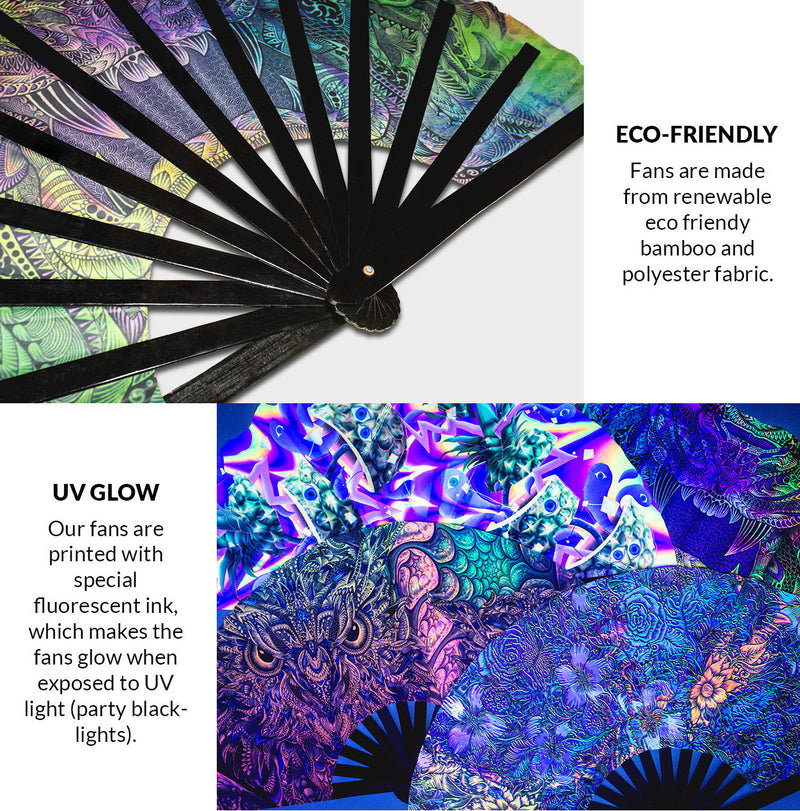 Female Ninja Fan Folding Fan Fluorescent Hand Fan Cosplay Outfit Halloween Blades Fan Bamboo Fan