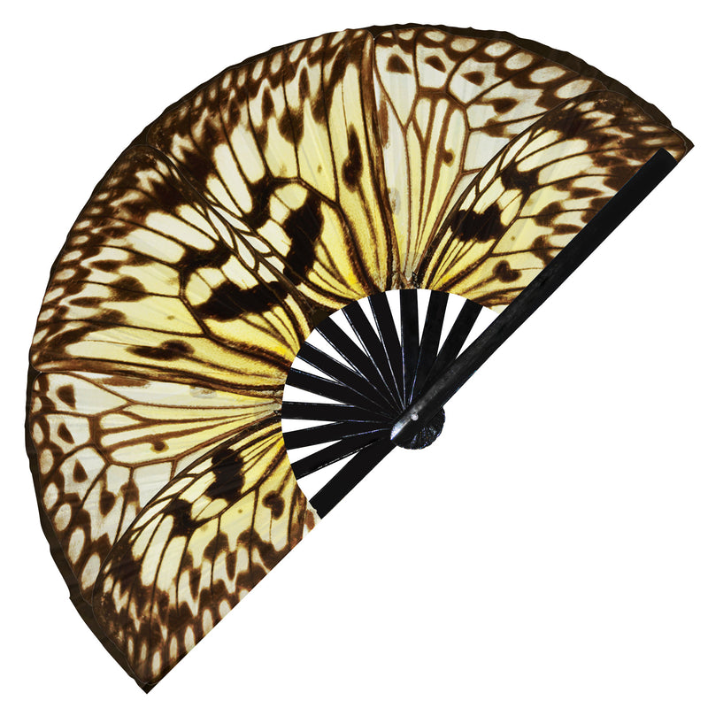 Butterfly Wing UV Glow Handheld Fan Butterfly Foldable Bamboo Hand Fan for Men and Women Butterfly Wing Art Chinese Bamboo Fan for Parties, Raves and Events