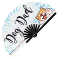 Dog Dad UV Glow Handheld Fan Dog Daddy Fan Dog Papa Foldable Bamboo Hand Fan for Men and Women Chinese Bamboo Fan for Dog Lovers and Dog Owners