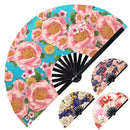 Chinese Flower UV Glow Hand Fan Beautiful Chinese Flower Handheld Fan Chinese Folding Fan Flowers Fan Christmas Flowers Hand Fan