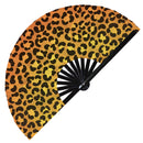 Leopard Print Pattern Bamboo Hand Fan