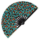 Leopard Print Pattern Bamboo Hand Fan