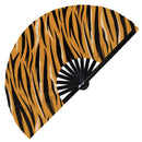 Tiger Print Pattern Bamboo Hand Fan