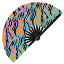 Tiger Print Pattern Bamboo Hand Fan