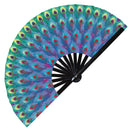 Peacock Print Pattern Bamboo Hand Fan